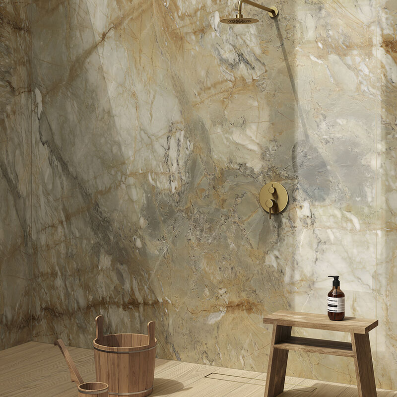 PORCELANATO NO ESMALTADO BRECCIA VAN GOGH MARFIL PULIDO 120X278 CM