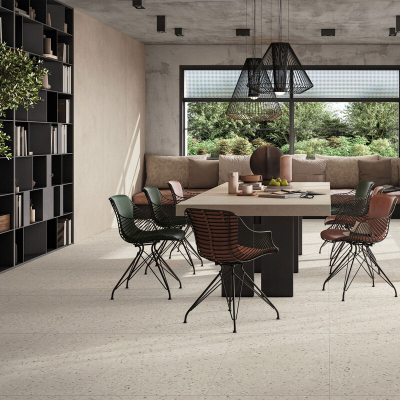 PORCELANATO NO ESMALTADO CONCRETE TERRAZO RICE NAT MATE 60X120 CM