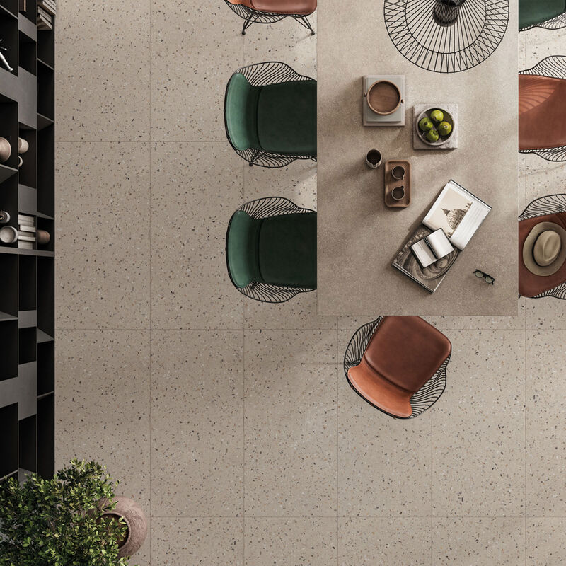 PORCELANATO NO ESMALTADO CONCRETE TERRAZO RICE NAT MATE 60X120 CM