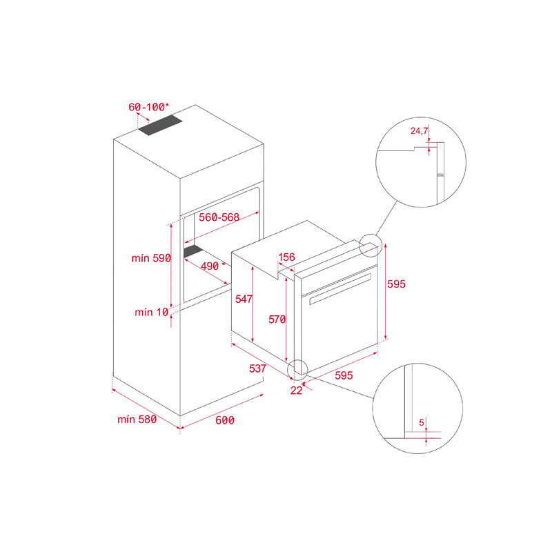 HORNO ELÉCTRICO STEAKMASTER 60 CM 59.5X59.5 CM