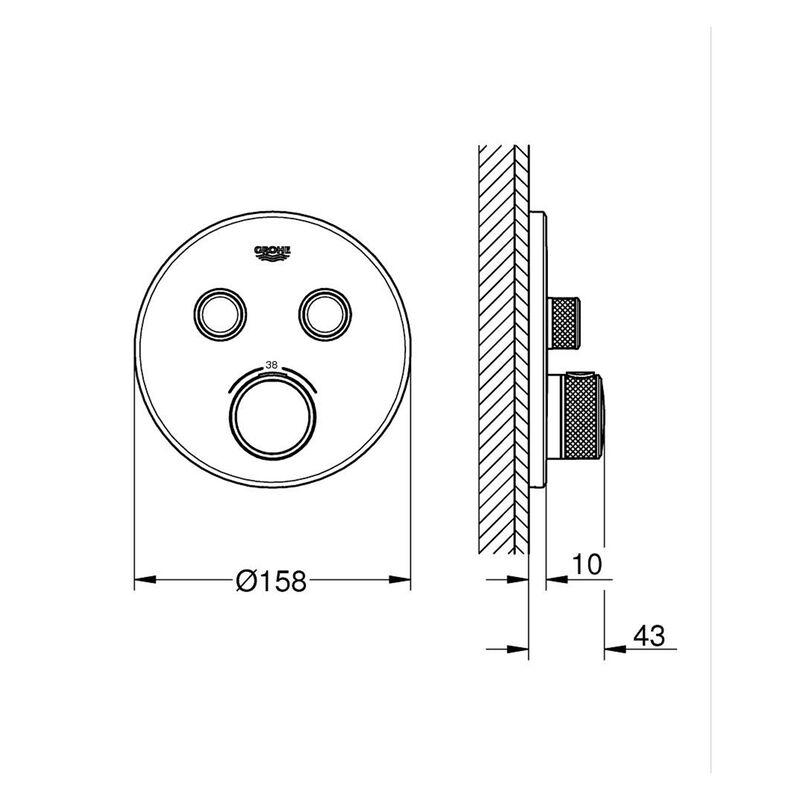 GROHE GROHTHERM SMARTCONTROL TERMOSTATO EMPOTRADO CON 2 LLAVES NM