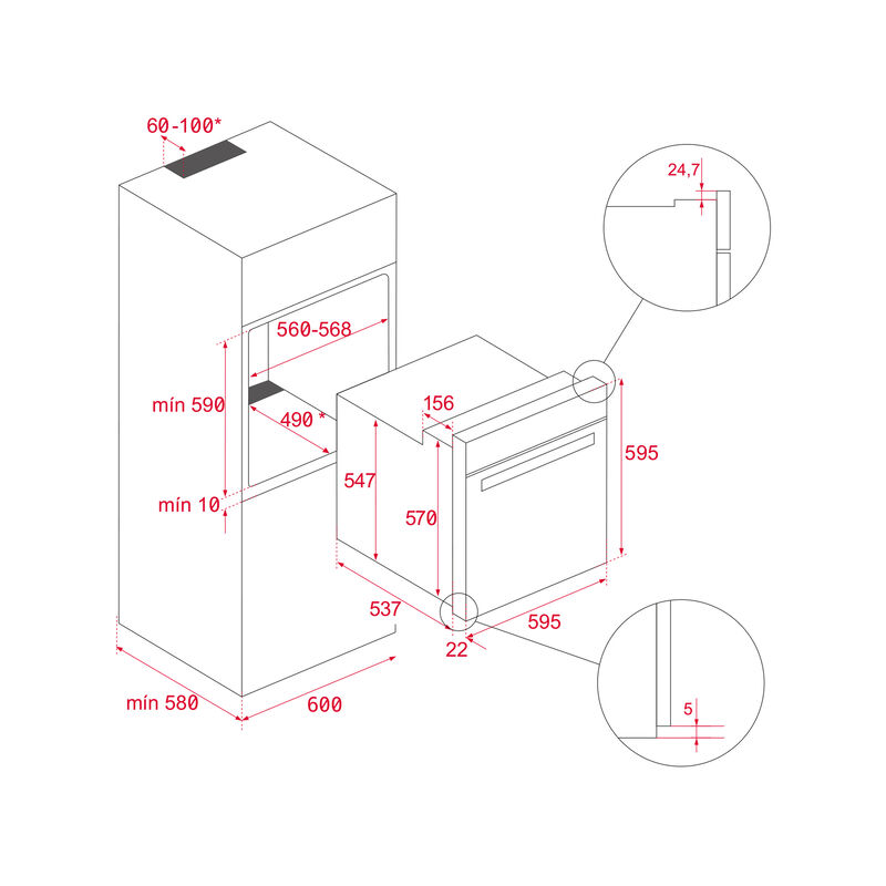 HORNO ELÉCTRICO HLB-8600 BK 60 CM 59.5X59.5 CM