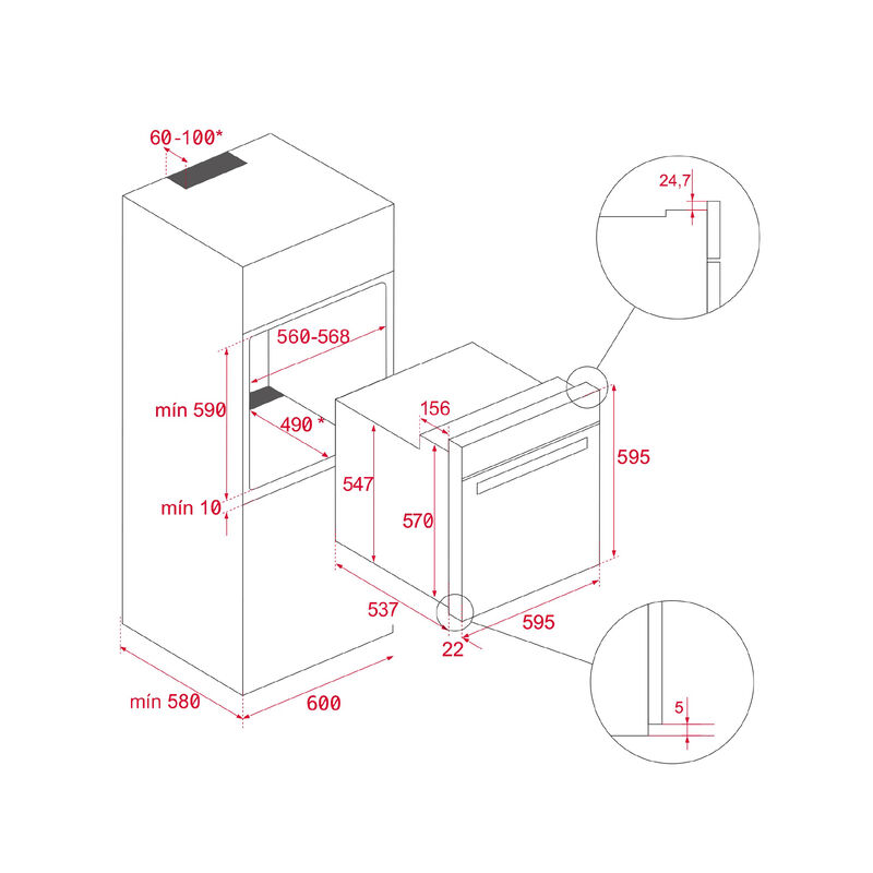 HORNO ELÉCTRICO HLB-8416 BK 60 CM 59.5X59.5 CM