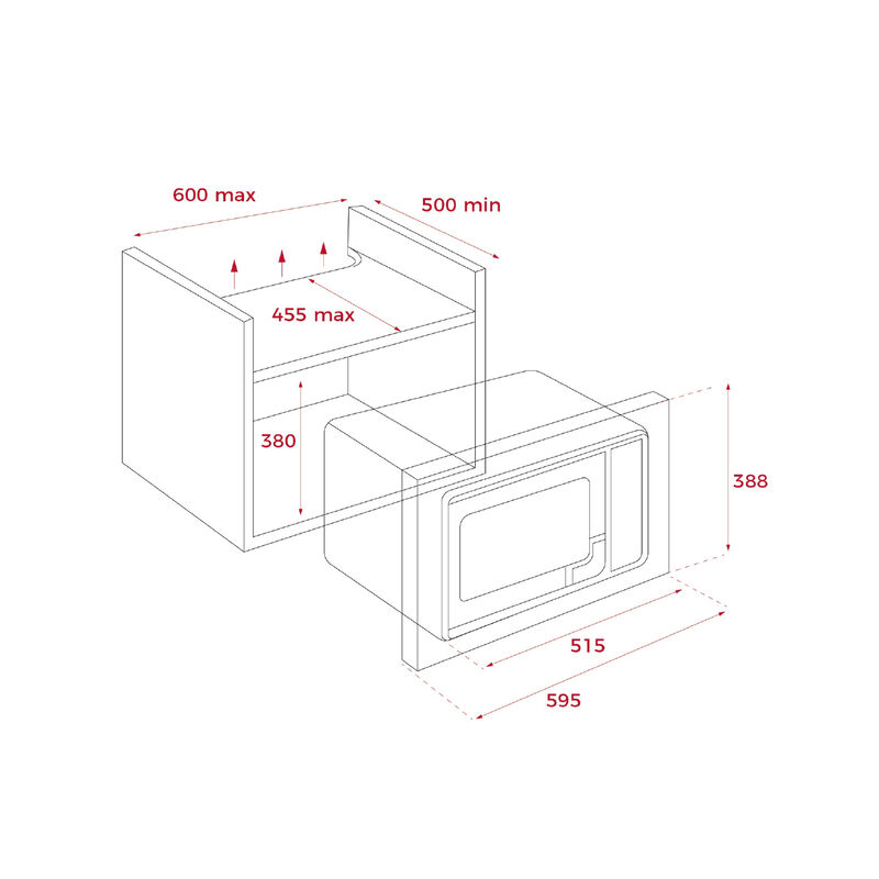 HORNO MICROONDAS MWE-255 FI BK-SS 50 CM 25 LITROS 51.5X41.3X37.8 CM