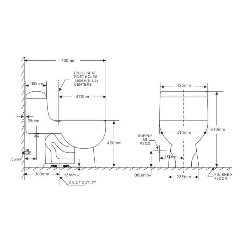 INODORO ONE PIECE OLYMPIA BLANCO 4L / 6L - ARO ELONGADO 70X42X61 CM